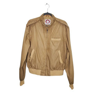 Vintage Compass Point Las Angeles Members Only Bomber Tan Jacket Sz XL